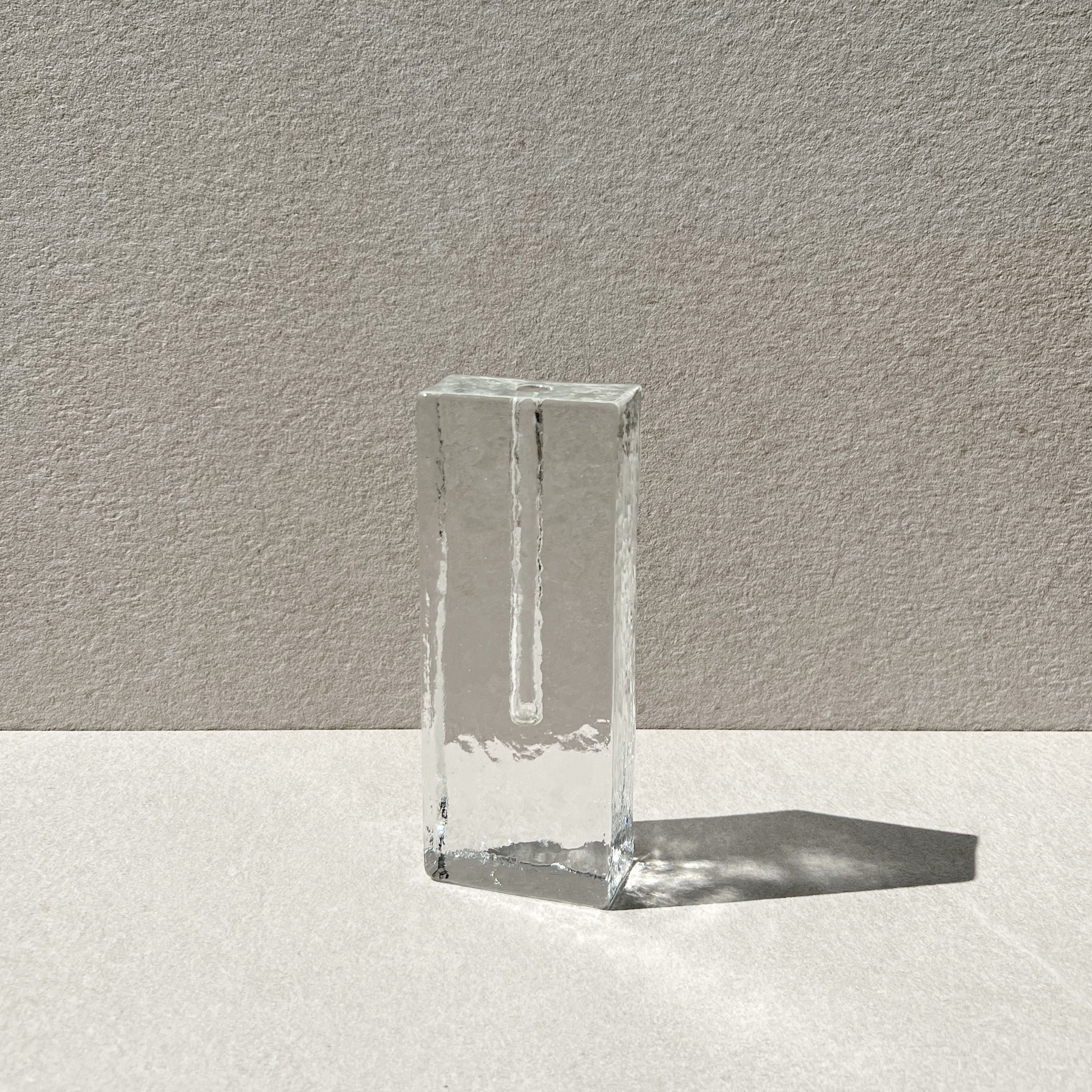 Germany Transparent Block Glass Vase 1970s