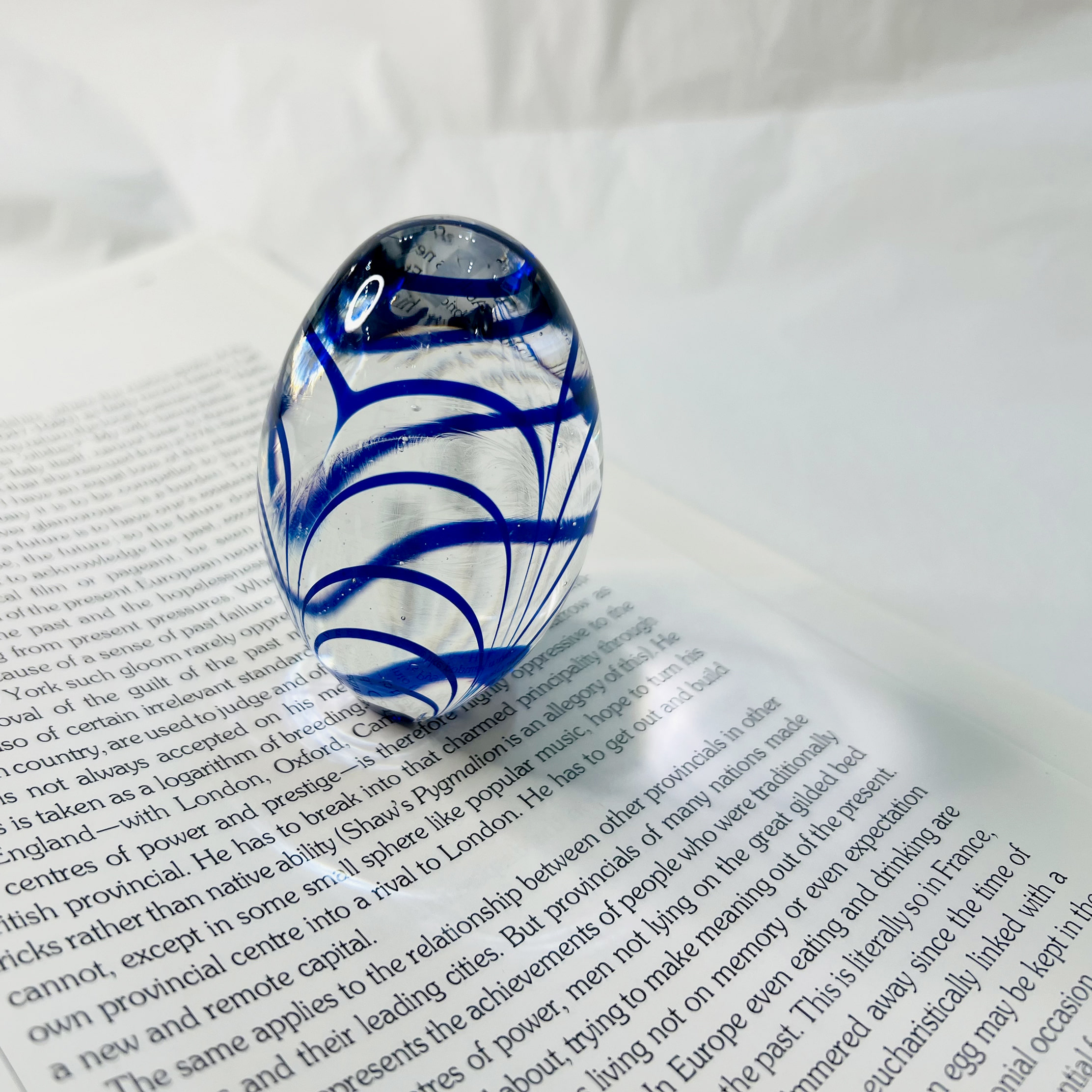 Blue Stripe Egg Paperweights