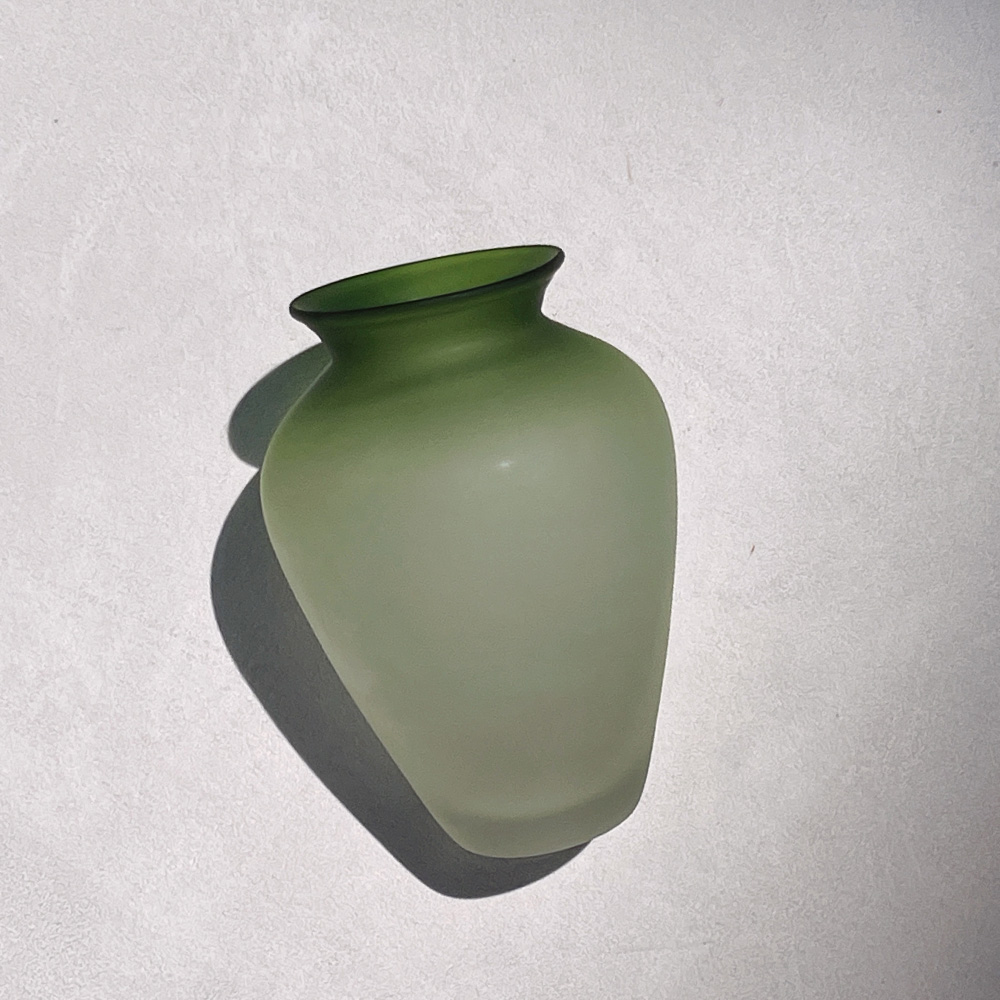 Frosted Glass Olive Green Vase