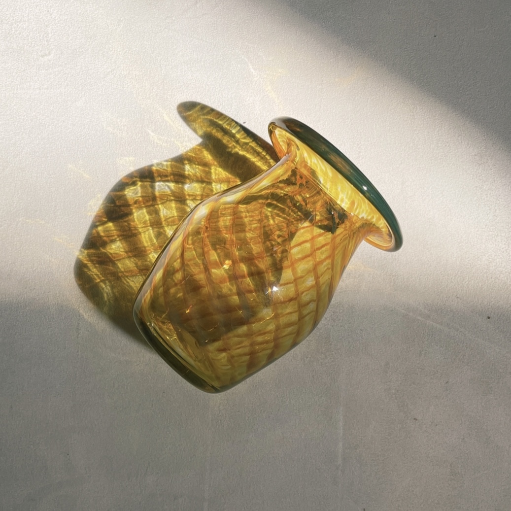 Yellow/Orange Art Studio Glass Vase 1980s