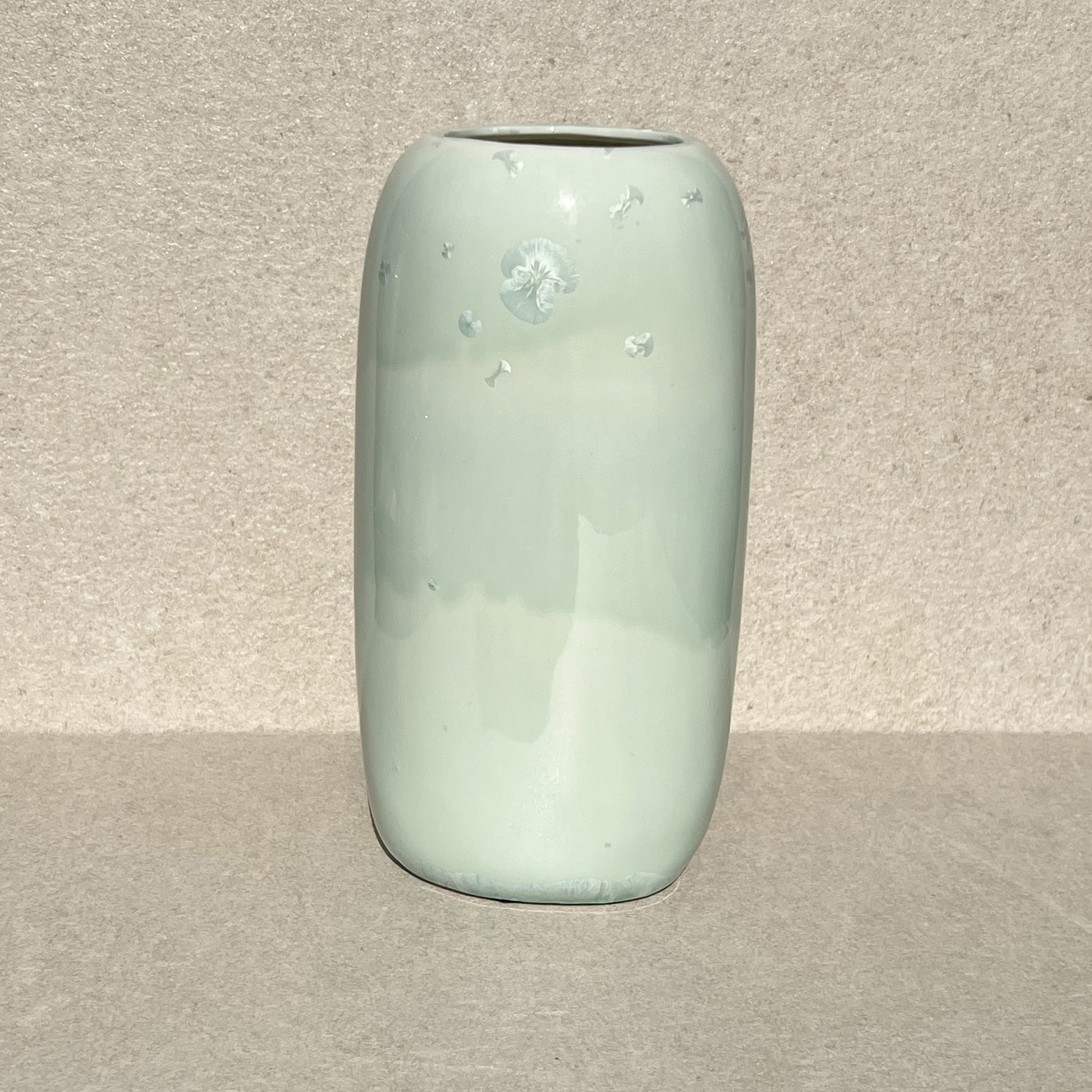 France Crystal Glaze Emerald Ceramic Vase 1980s
