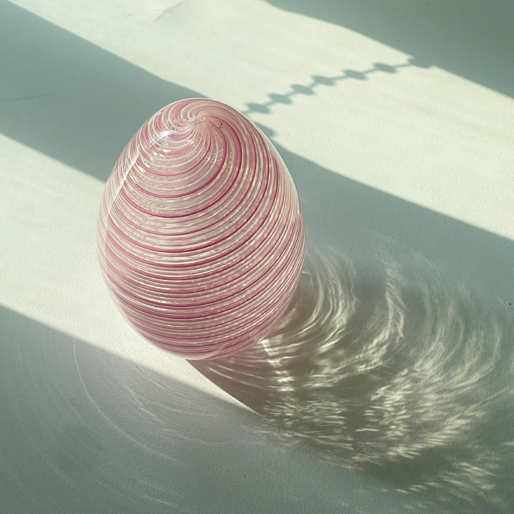Pink Stripe Egg Paperweights